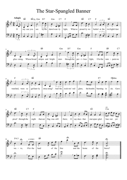 Star Spangled Banner National Anthem for violin and cello duet