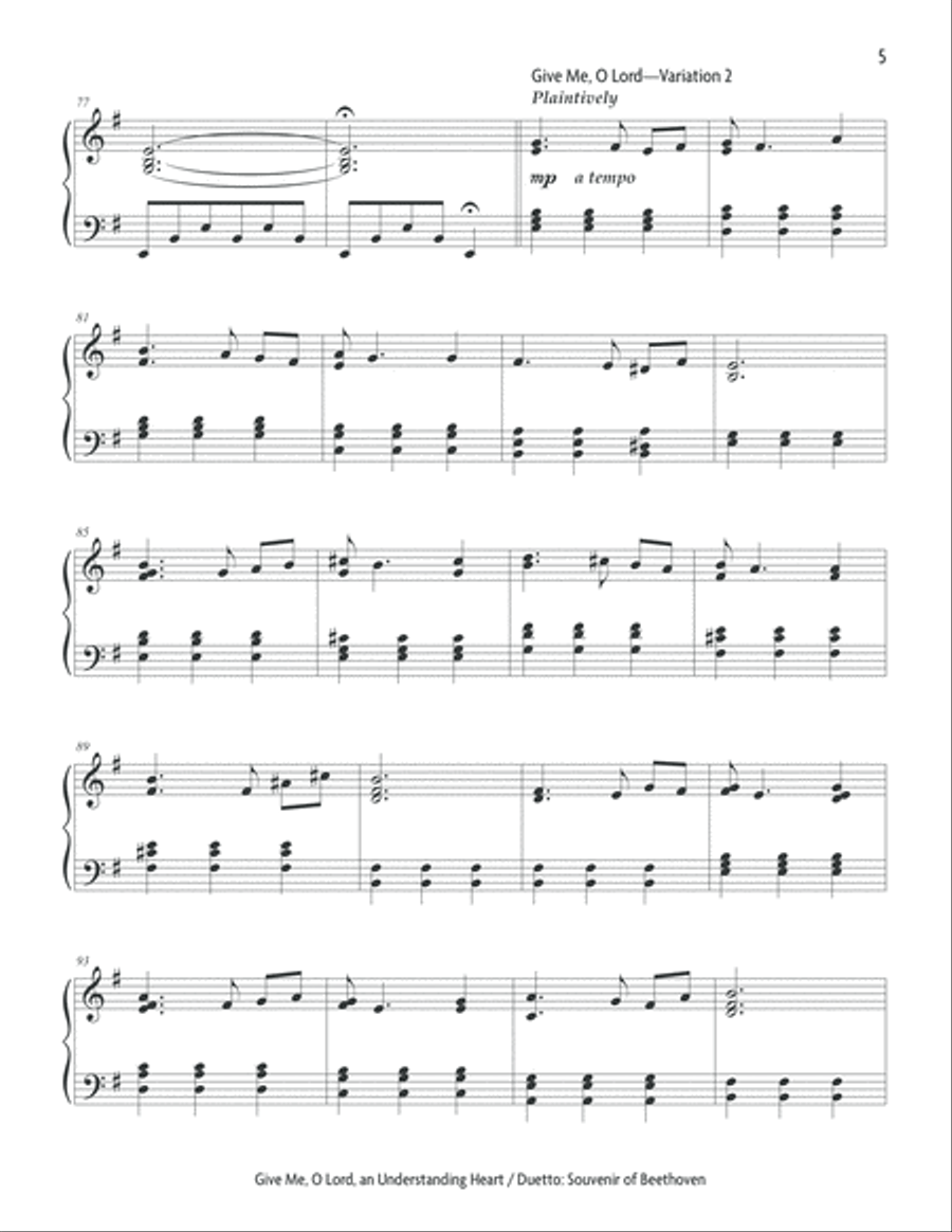 Give Me, O Lord, an Understanding Heart Piano Solo scores gallery preview page 6