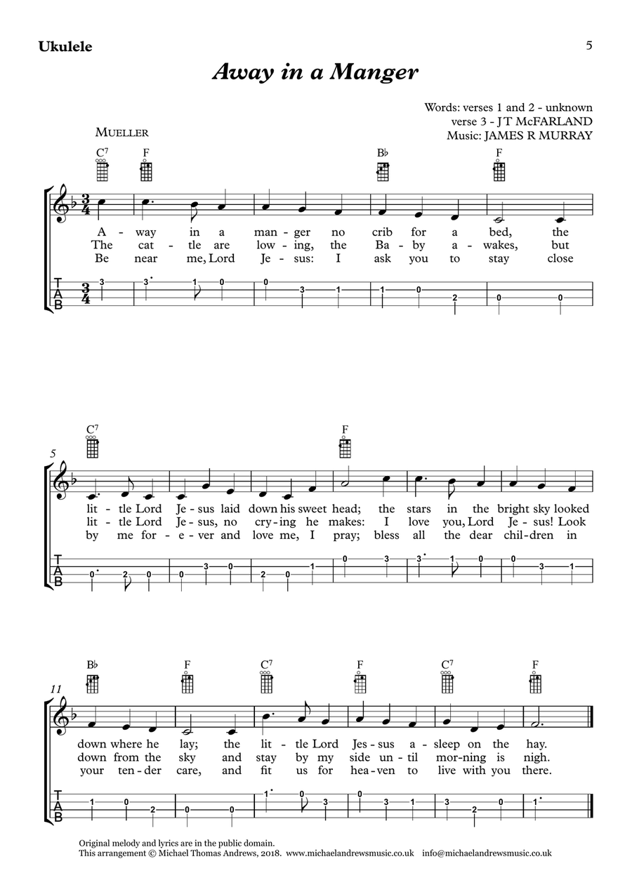 Christmas Ukulele – 25 Favourite Carols and Songs for Ukulele with TAB Ukulele scores gallery preview page 5