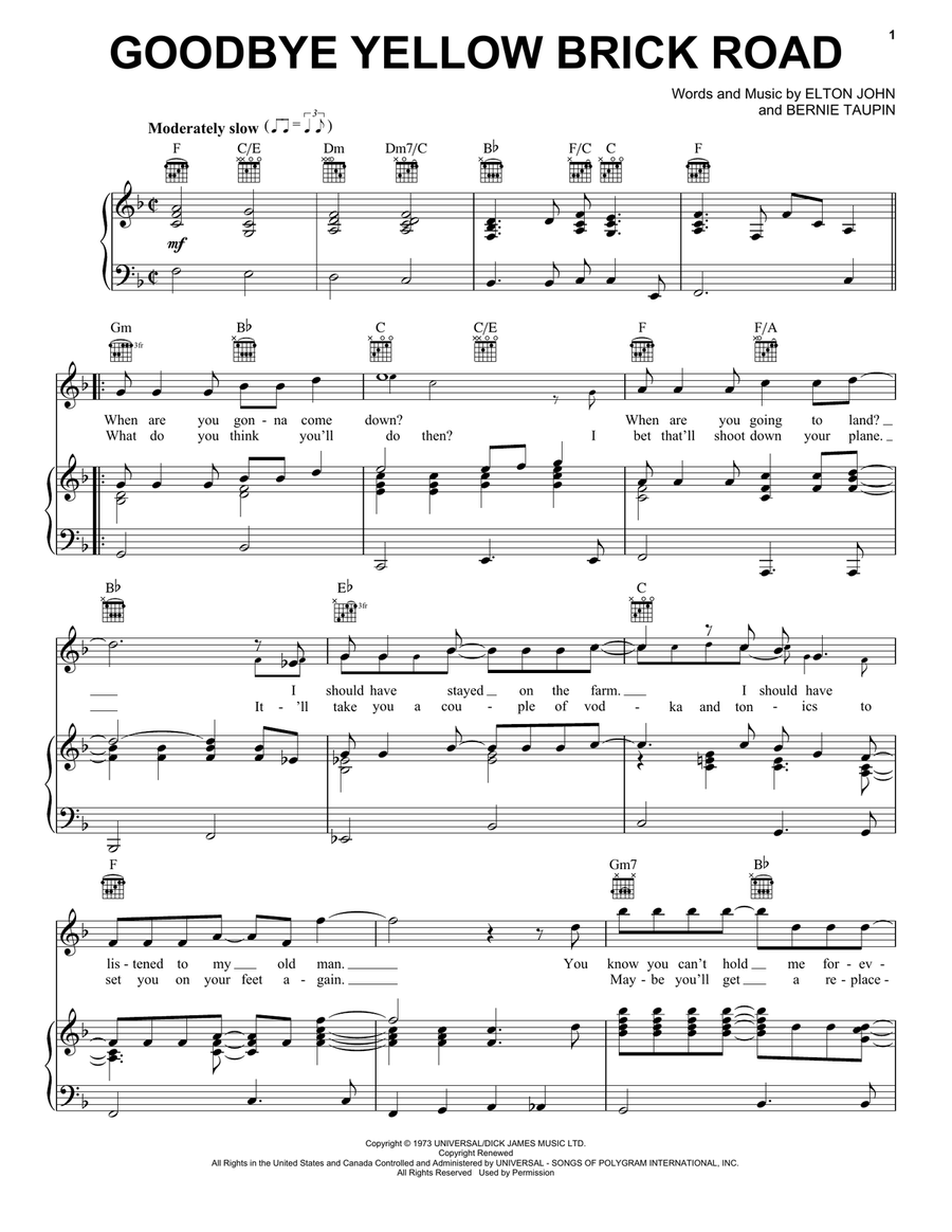 Goodbye Yellow Brick Road Acoustic Guitar scores gallery preview page 1