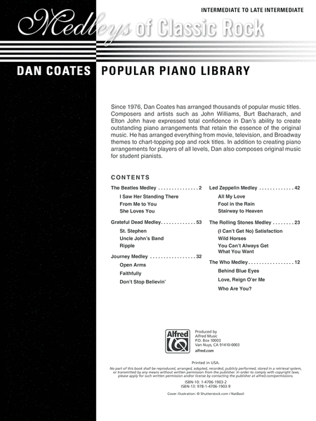 Dan Coates Popular Piano Library -- Medleys of Classic Rock