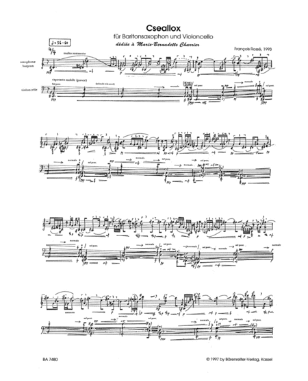 Cseallox for Baritone Saxophone and Violoncello