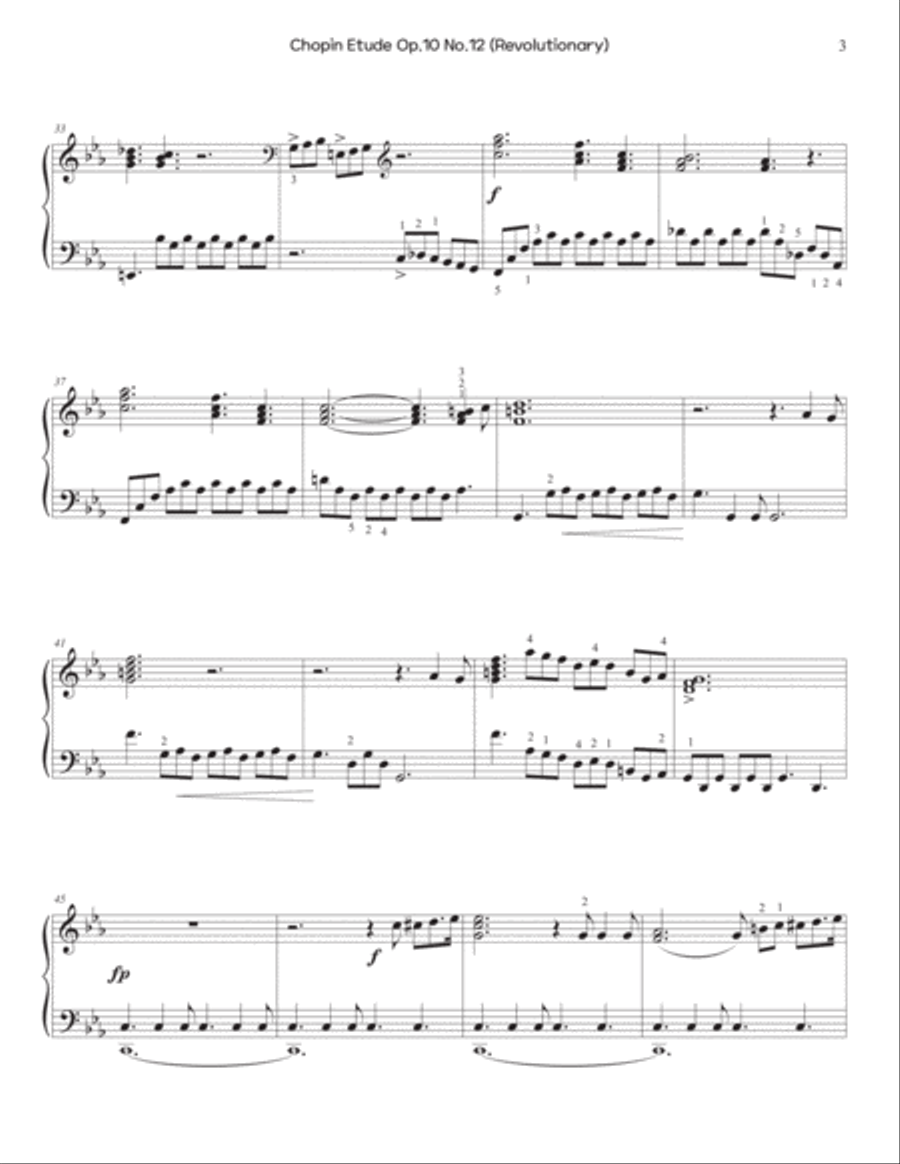 Chopin - Revolutionary Etude (Op.10 No.12) - Easy version Piano Method scores gallery preview page 3
