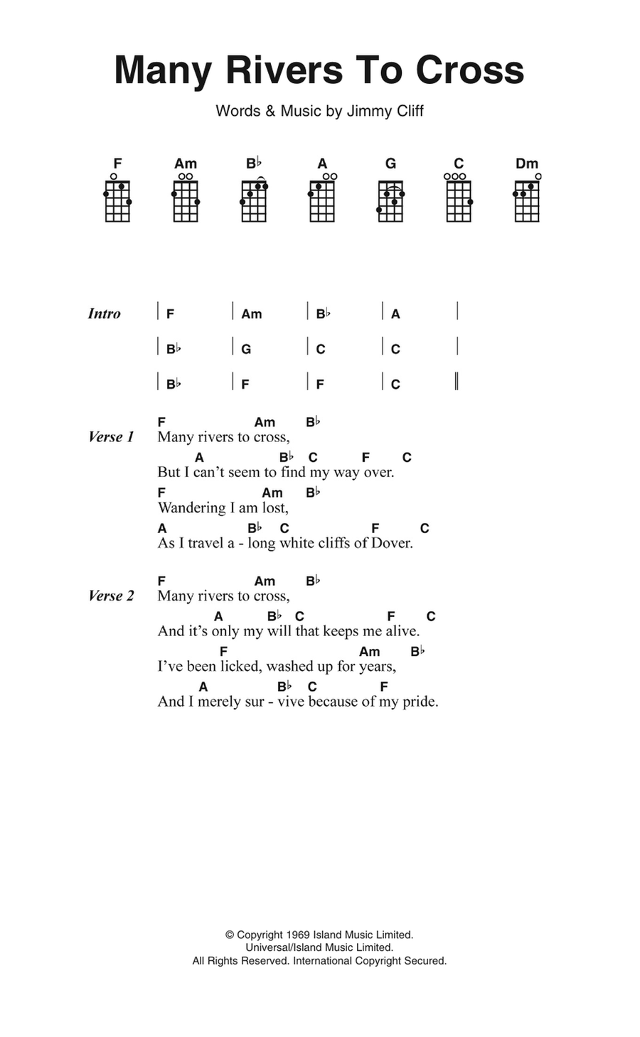 Many Rivers To Cross Piano, Vocal scores gallery preview page 1