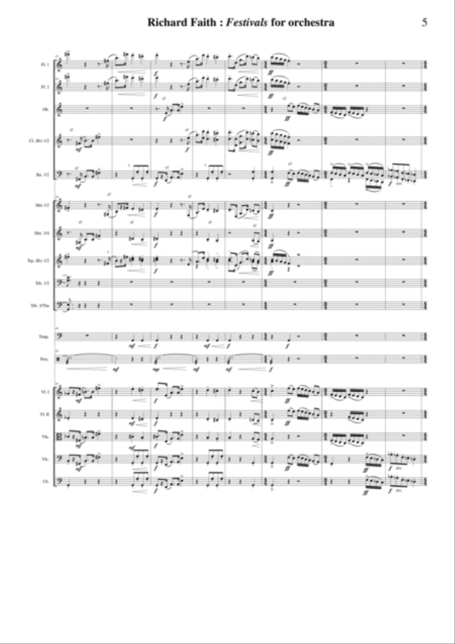 Richard Faith: Festivals for Orchestra, full score Full Orchestra scores gallery preview page 5