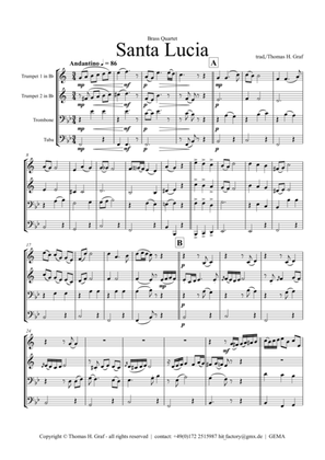 Santa Lucia - Italian Folk Song - Here in the twighlight - Brass Quartet