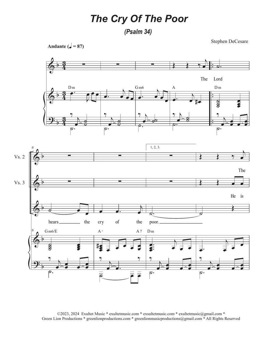 The Cry Of The Poor (Psalm 34) (Vocal solo) Piano, Vocal scores gallery preview page 1