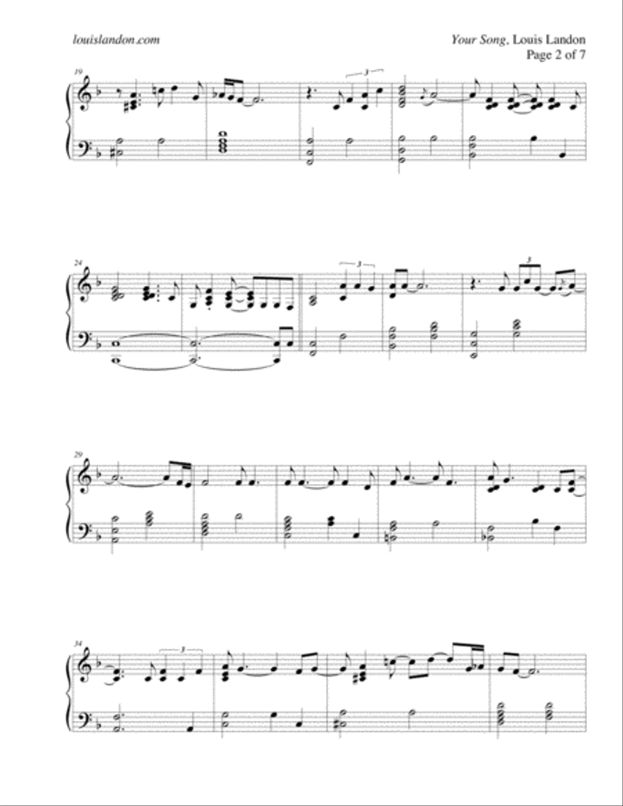 Your Song Piano Solo scores gallery preview page 3