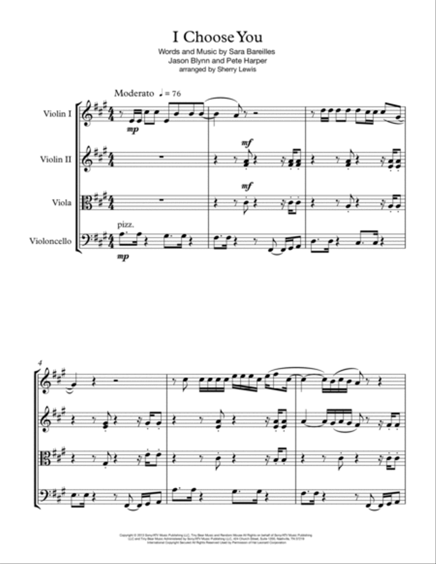 I Choose You String Quartet scores gallery preview page 4