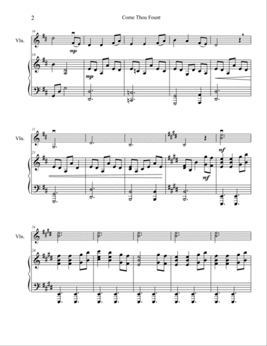 Come Thou Fount of Every Blessing Violin Solo scores gallery preview page 4