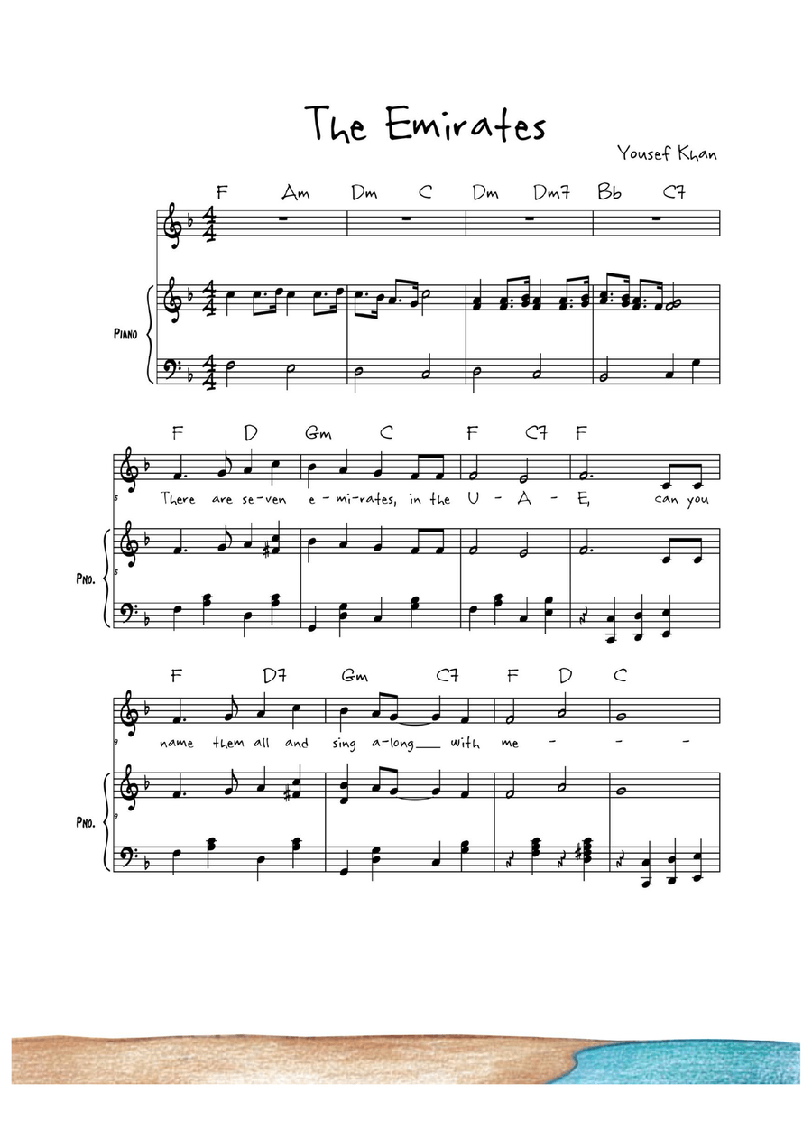 Seven Emirates of the UAE Piano, Vocal scores gallery preview page 3