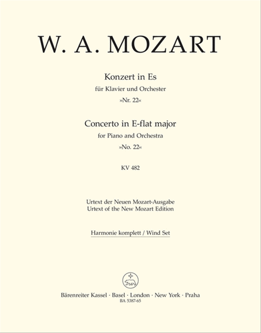 Concerto for Piano and Orchestra, No. 22 E flat major, KV 482 Clarinet scores gallery preview page 1