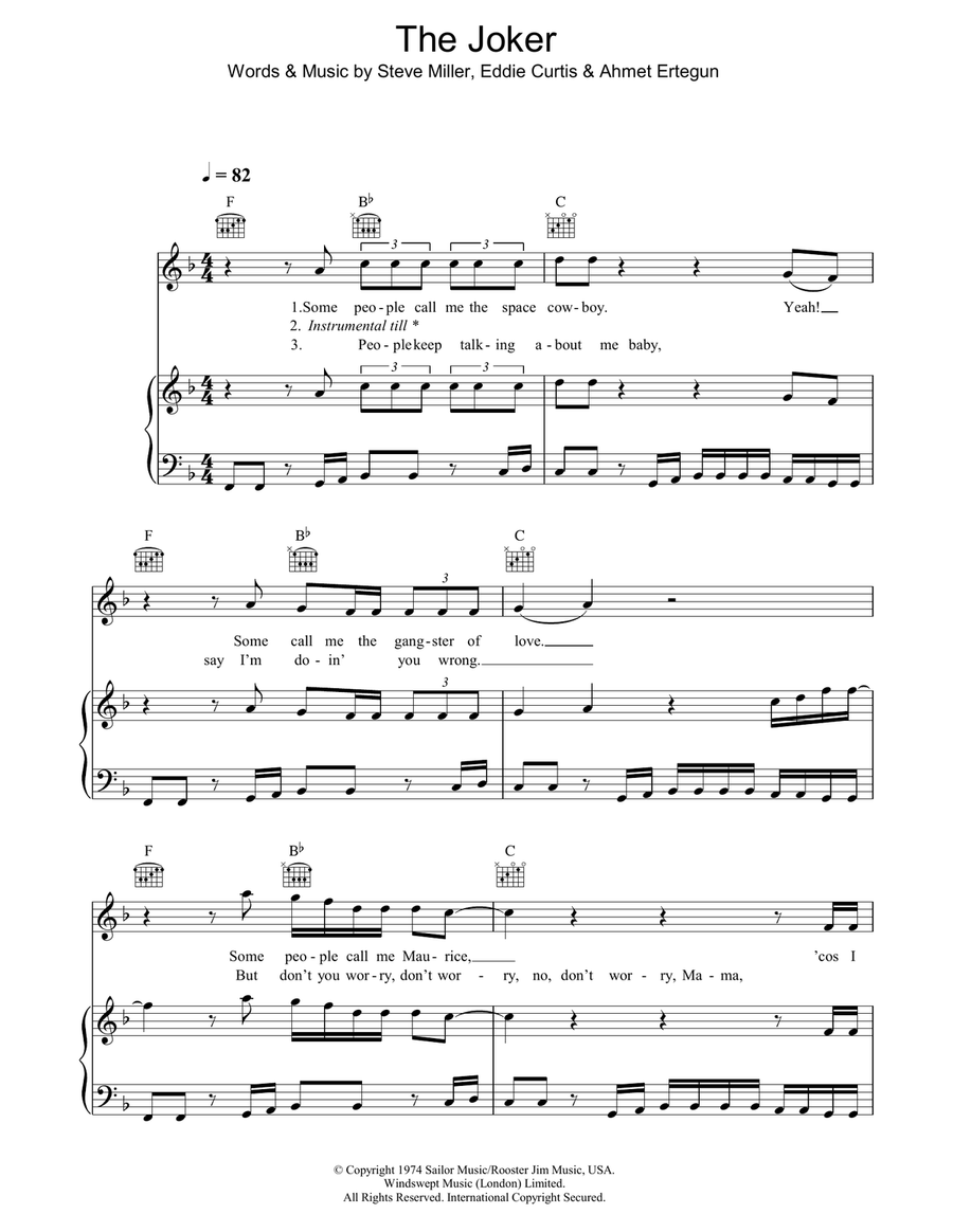 The Joker The Joker Piano, Vocal, Guitar scores gallery preview page 1