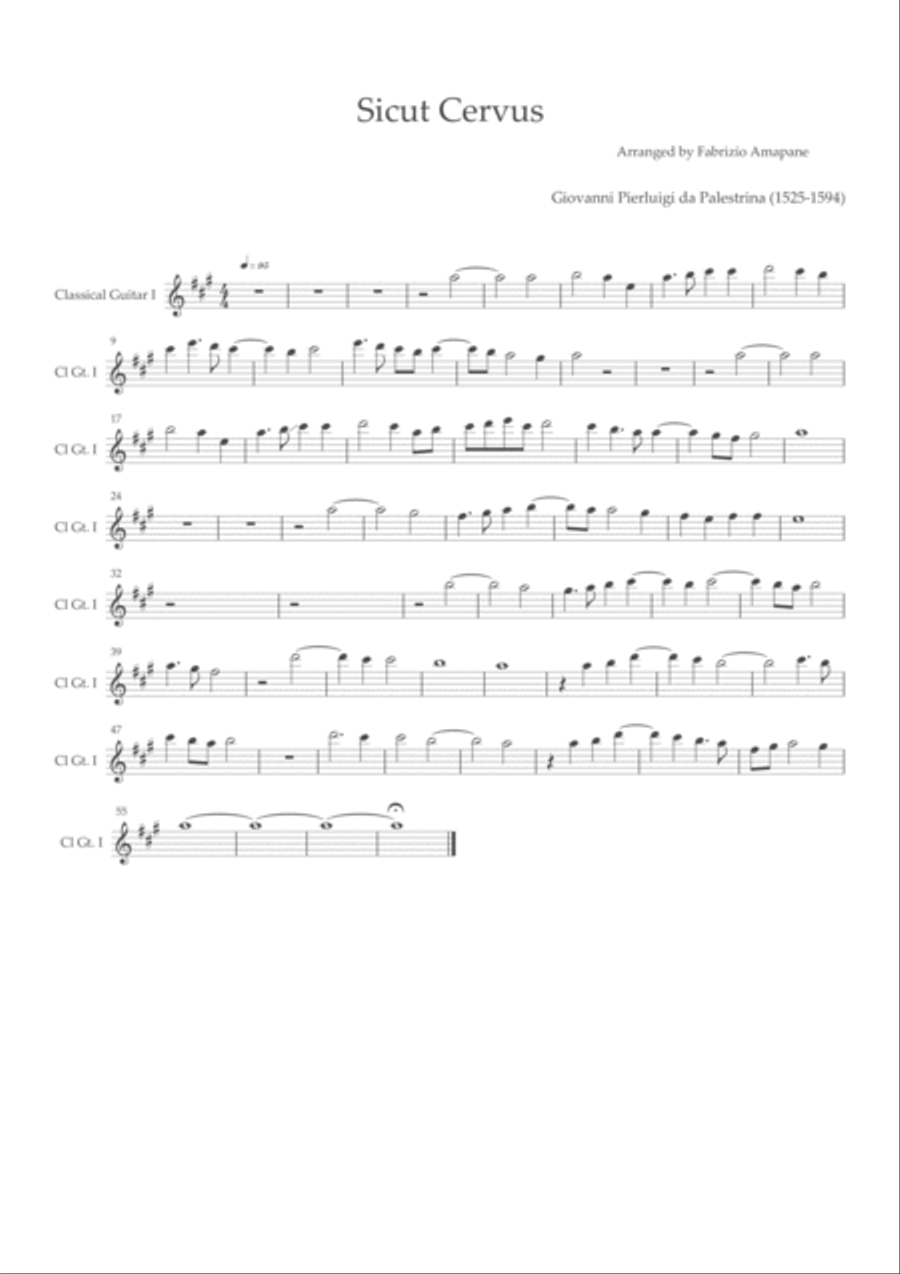 Sicut Cervus Classical Guitar scores gallery preview page 4