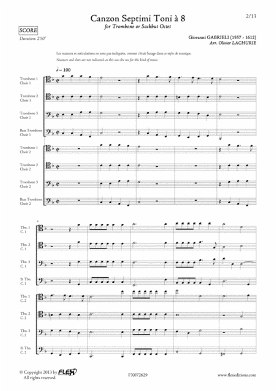 Canzon Septimi Toni a 8 Trombone scores gallery preview page 2