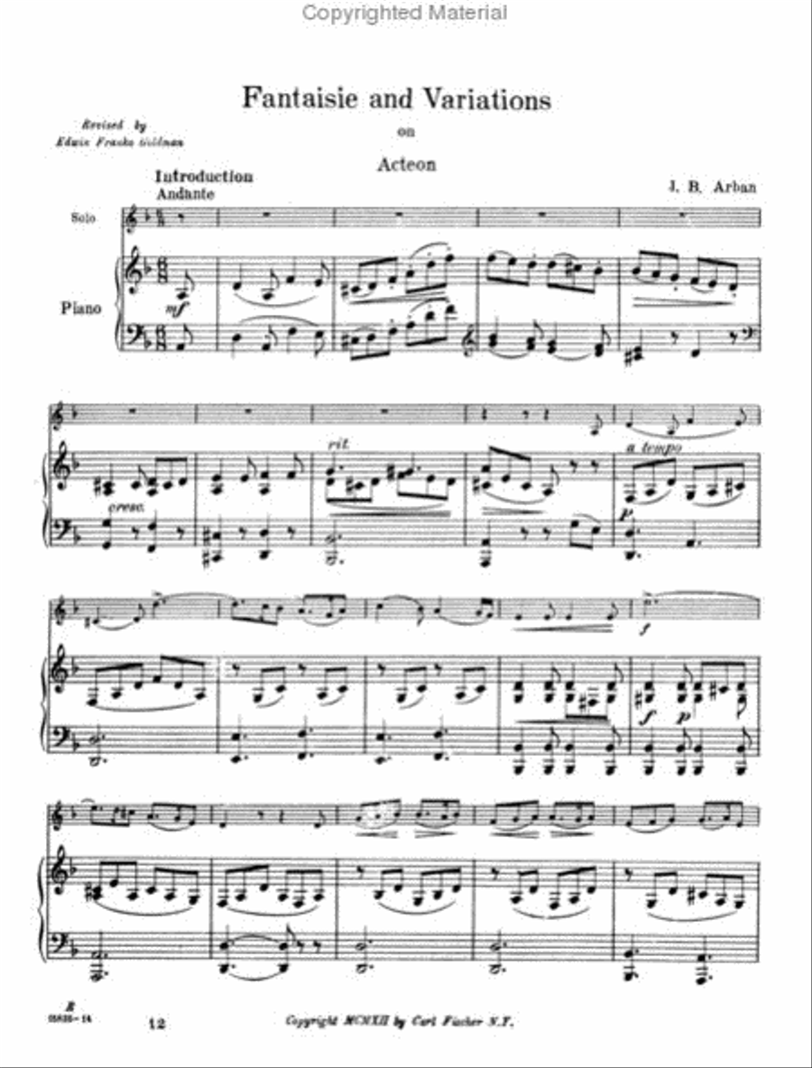 Twelve Celebrated Fantasies And Air Varies - Piano Accompaniment Part