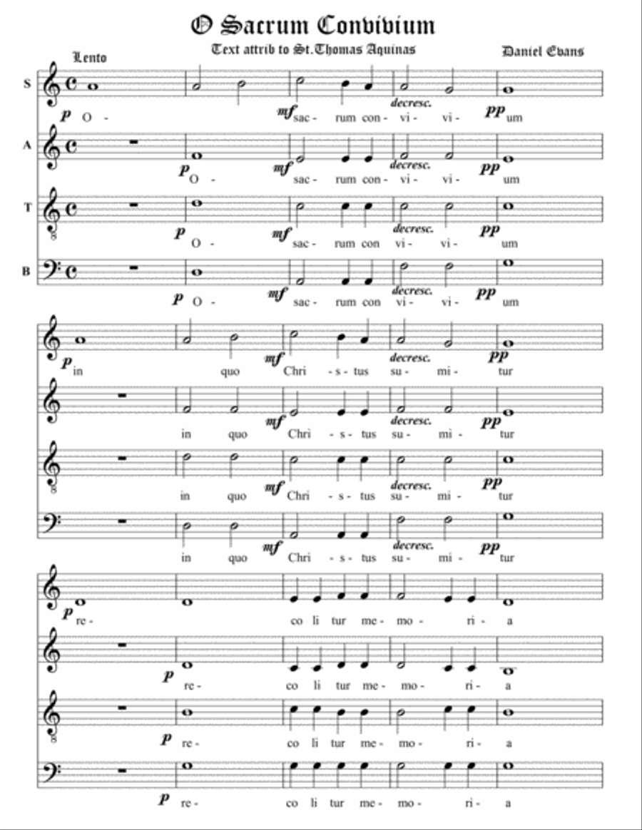 O Sacrum Convivium for SATB a capella image number null