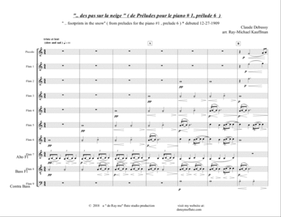 Footprints in the Snow by Debussy arr. for flute choir / ensemble Flute Choir scores gallery preview page 4
