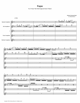 Fugue 17 from Well-Tempered Clavier, Book 2 (Saxophone Quintet)