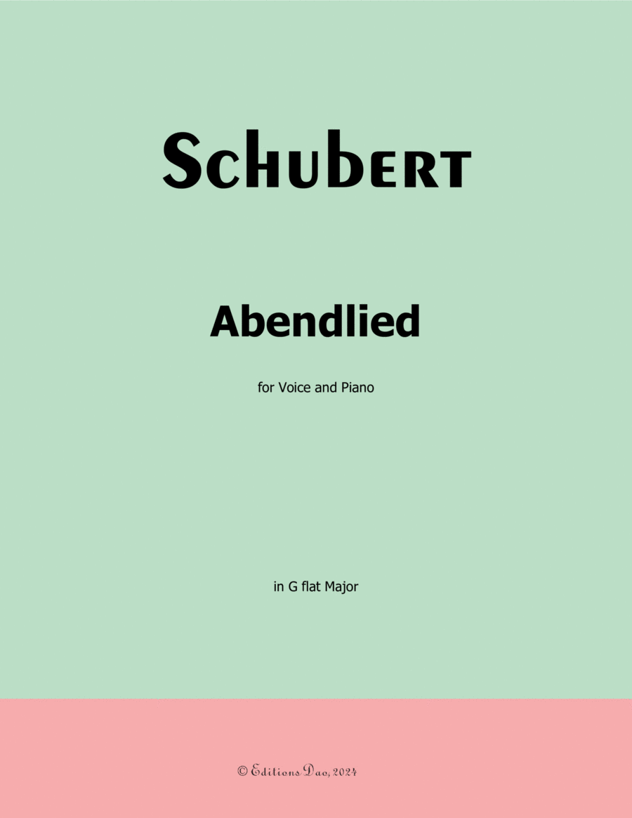 Abendlied, by Schubert, D.499, in G flat Major Voice scores gallery preview page 1