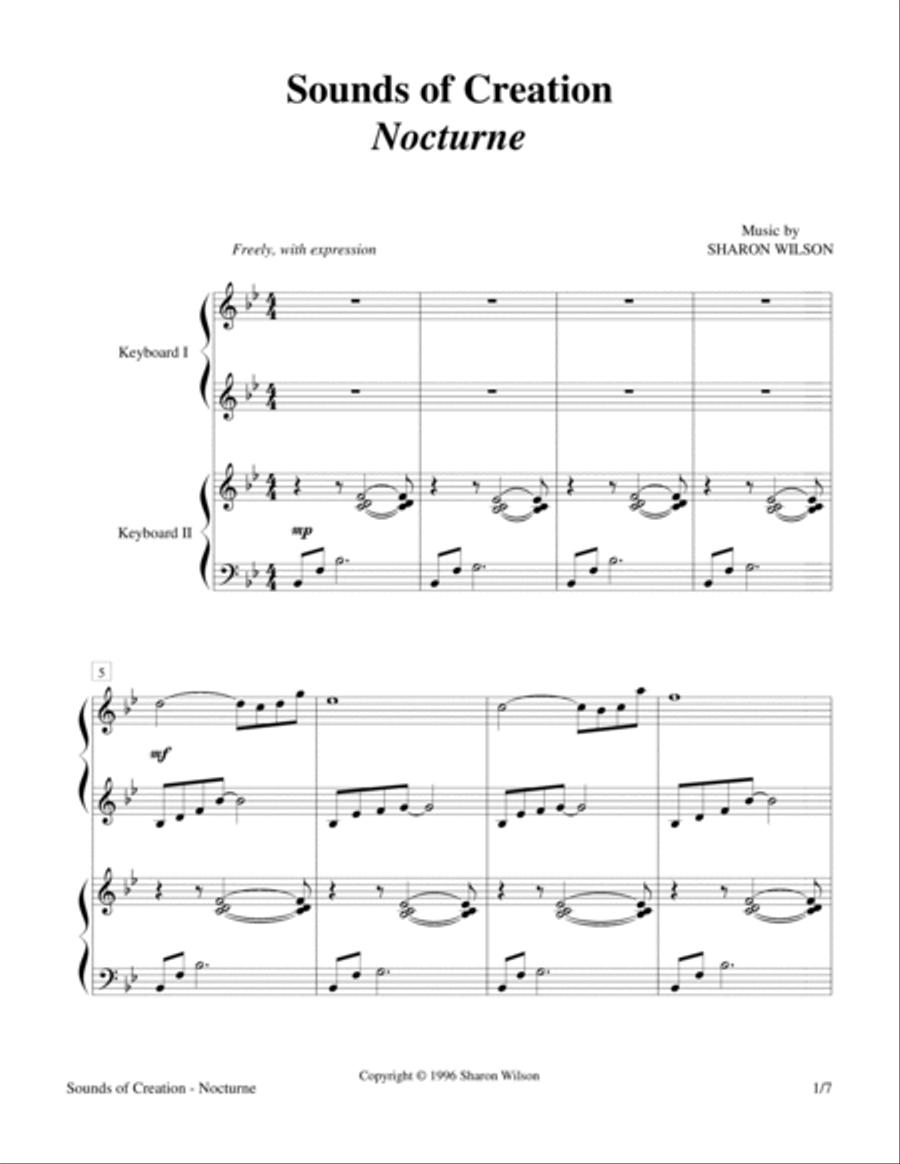 Sounds of Creation - Nocturne (Keyboard Duet; 2 Pianos, 4 Hands) Piano Method scores gallery preview page 4