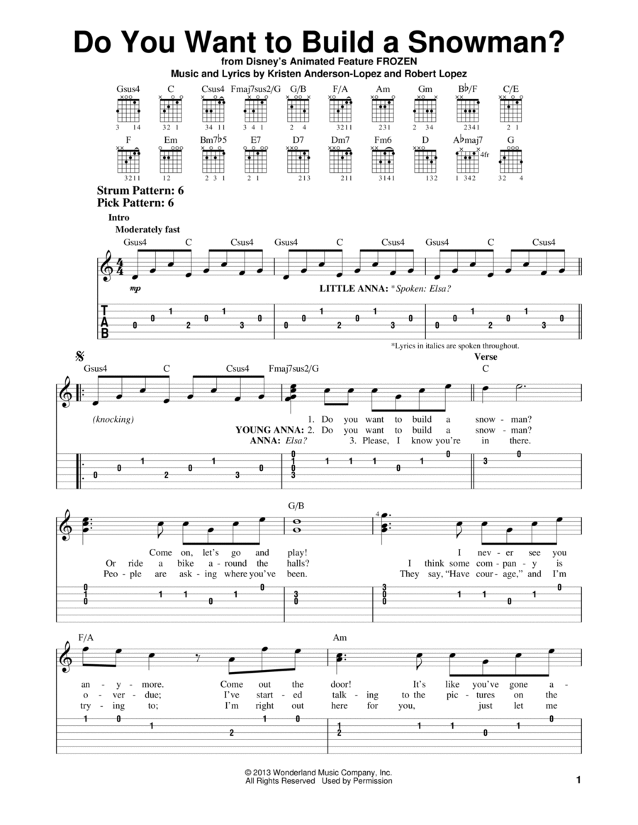 Do You Want To Build A Snowman? (from Frozen) Acoustic Guitar scores gallery preview page 1
