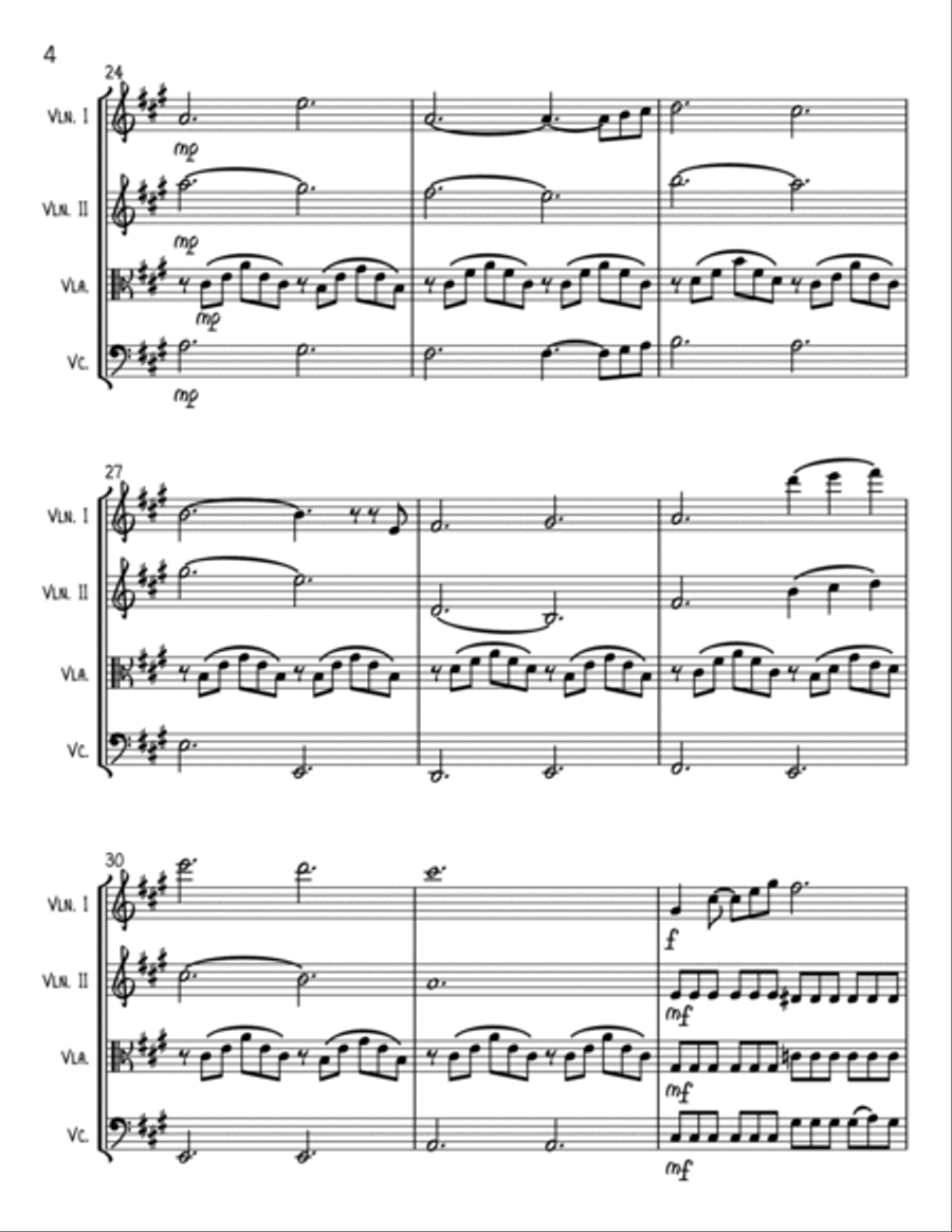 Can't Help Falling In Love String Quartet scores gallery preview page 4