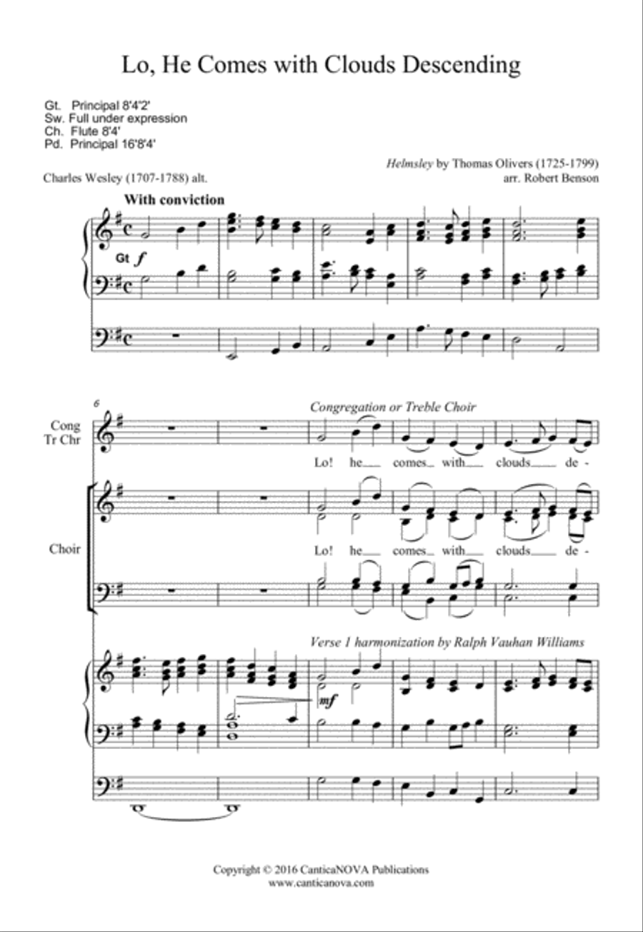 Lo, He Comes with Clouds Descending 4-Part scores gallery preview page 2