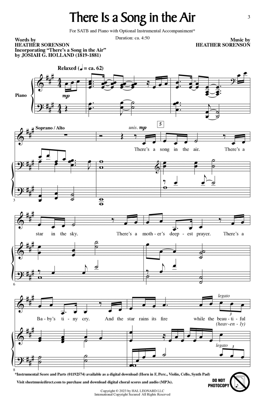 There Is A Song In The Air 4-Part scores gallery preview page 1