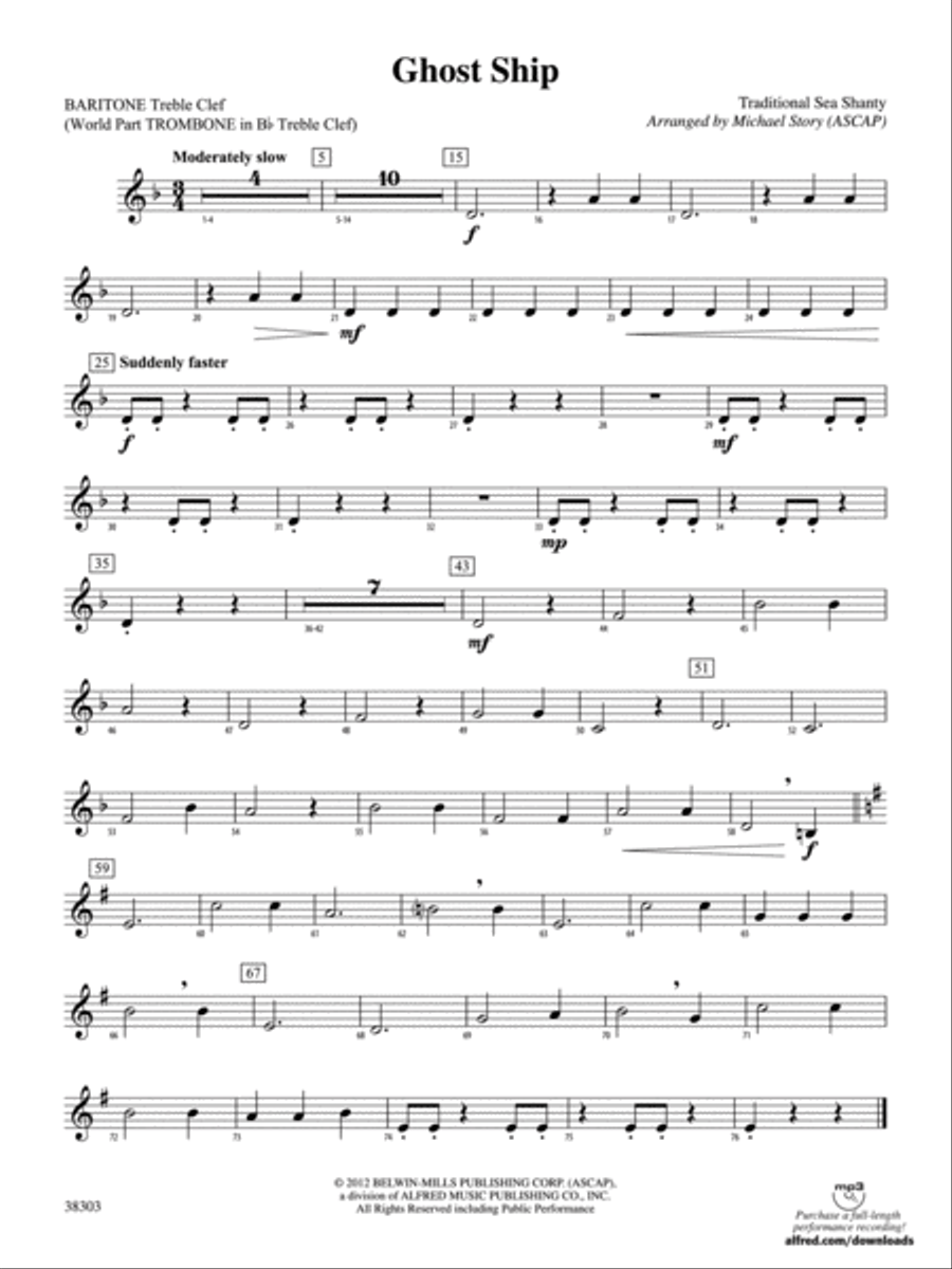 Ghost Ship: Baritone T.C. Concert Band scores gallery preview page 1