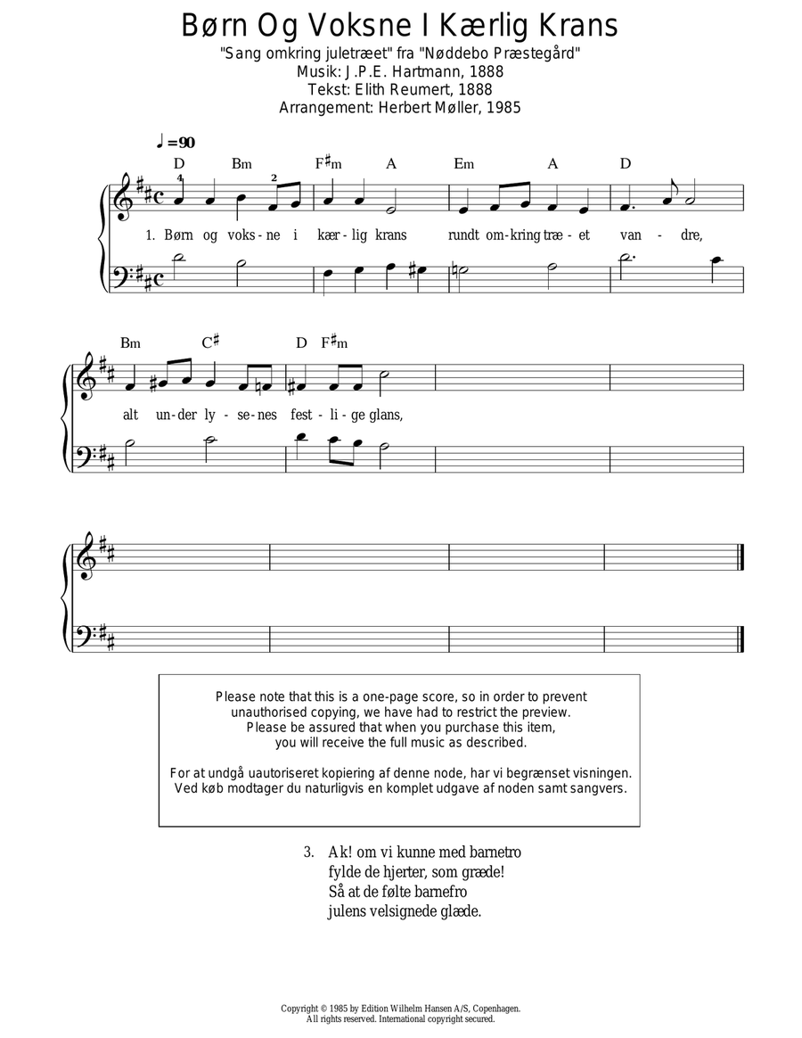 Born Og Voksne I Kaerlig Krans Piano Solo scores gallery preview page 1