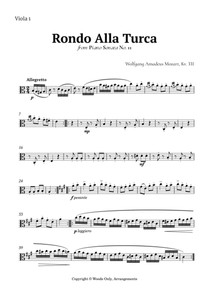 Rondo Alla Turca by Mozart for Viola Quartet image number null