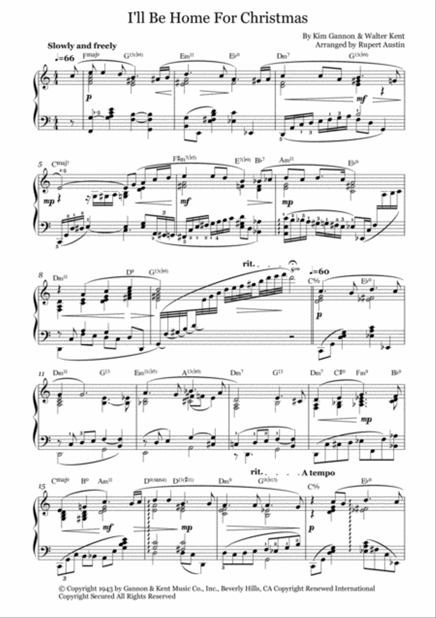 I'll Be Home For Christmas Piano Solo scores gallery preview page 2