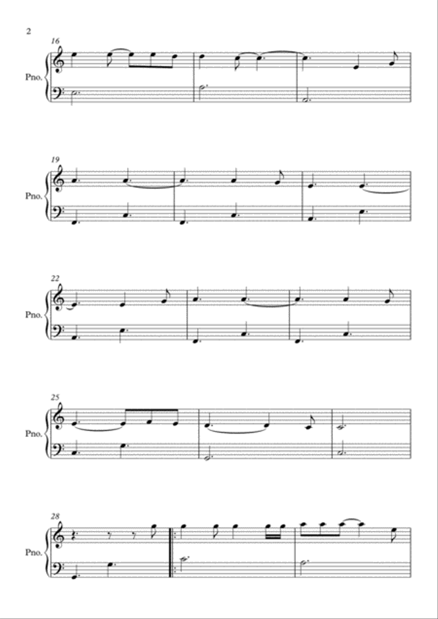 Hallelujah Easy Piano scores gallery preview page 2