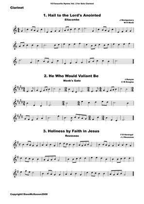 Book cover for 16 Favourite Hymns Vol.2 for solo Clarinet