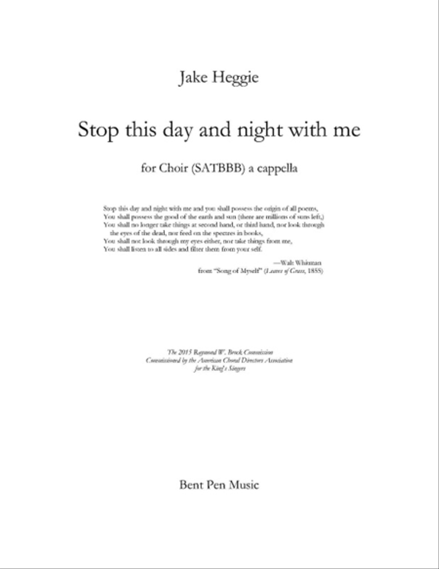 Stop this day and night with me A Cappella scores gallery preview page 1