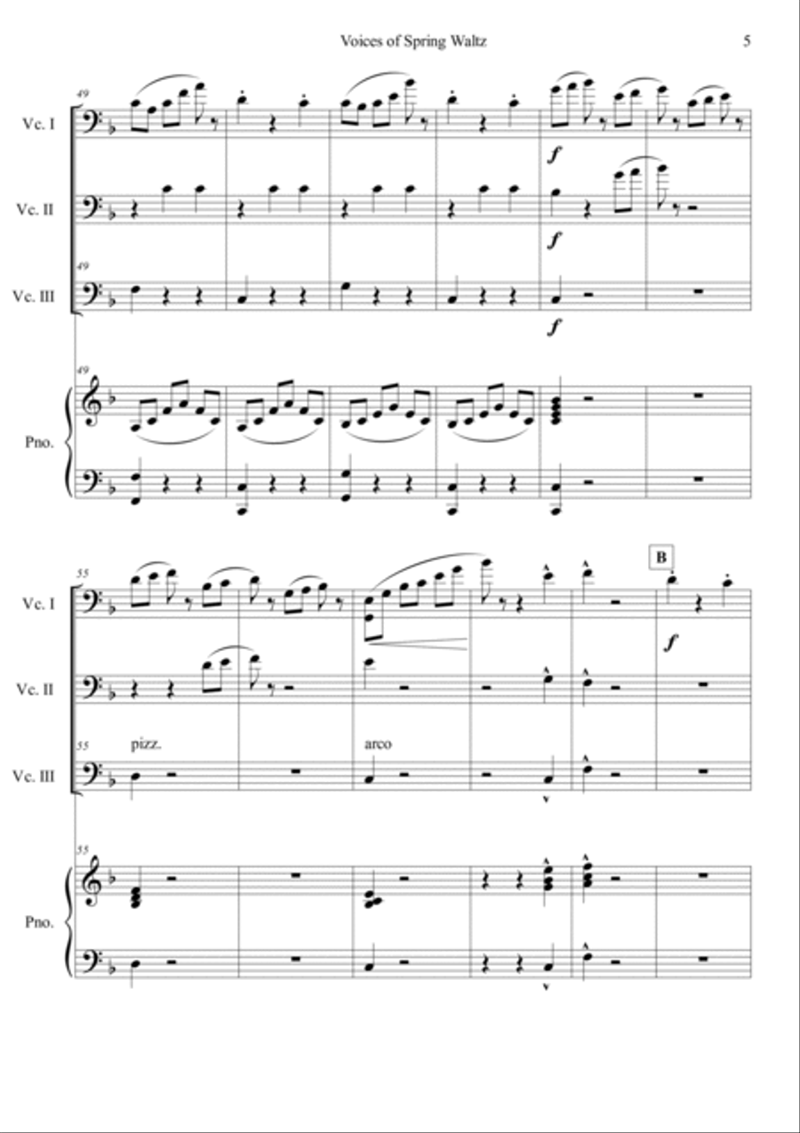 Voice of Spring Waltz Piano Quartet scores gallery preview page 5