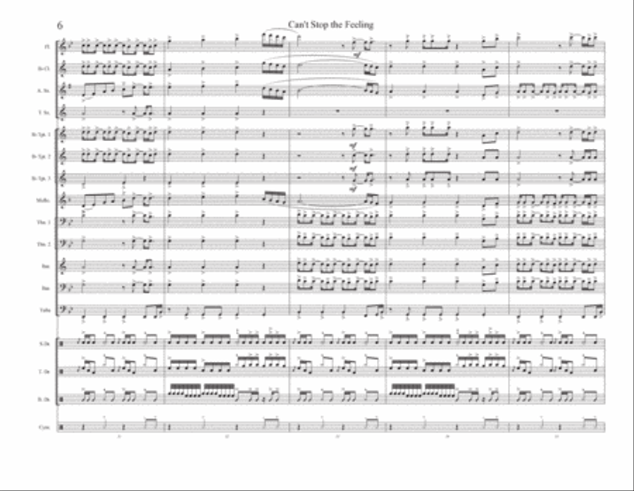 Can't Stop The Feeling! Marching Band scores gallery preview page 6