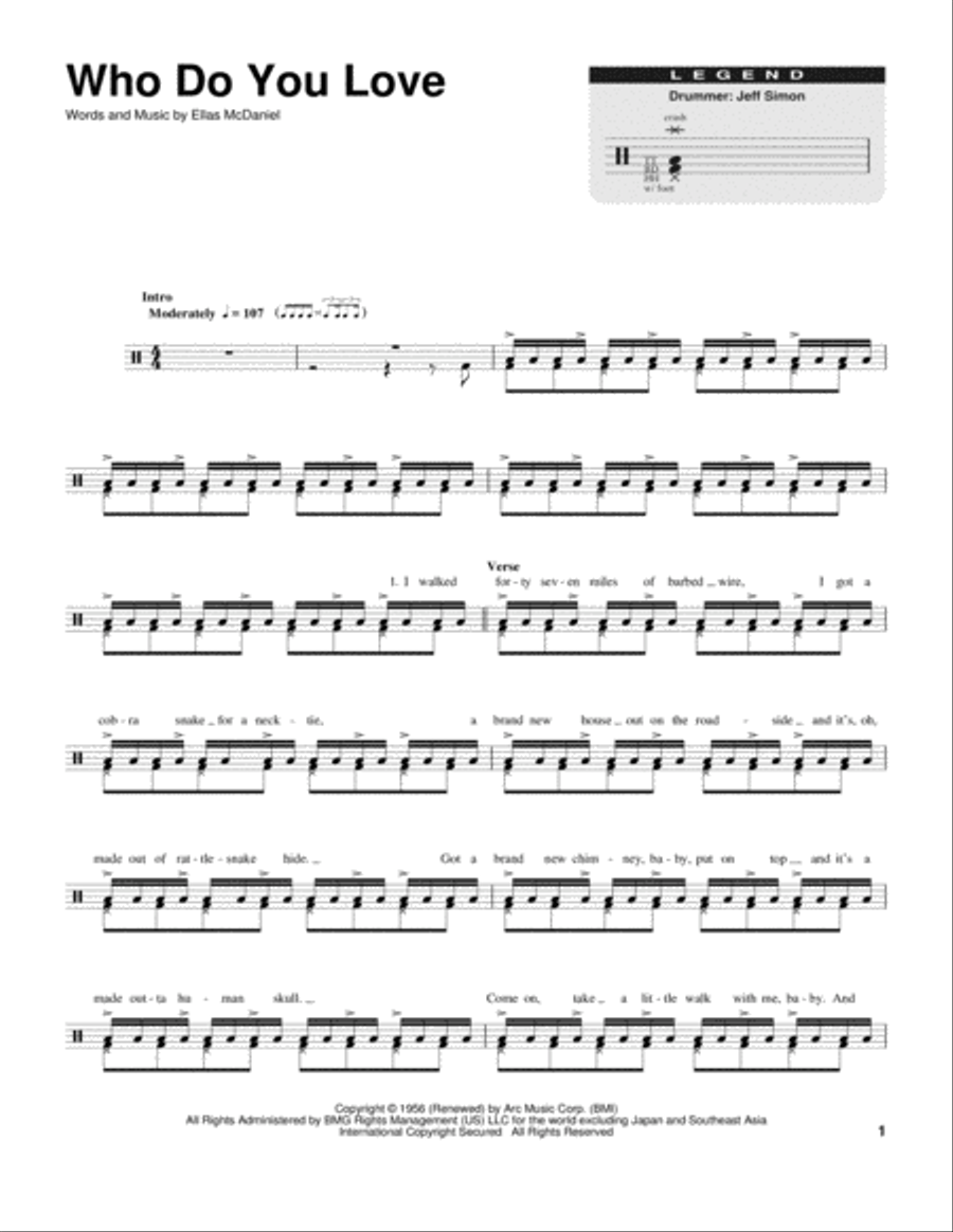 Who Do You Love Drum Set scores gallery preview page 1