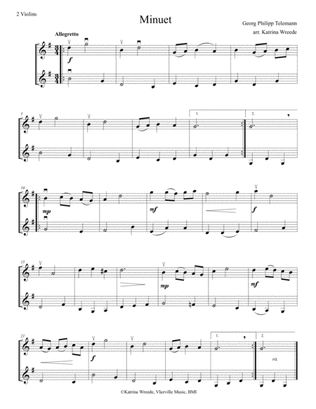 Minuet for 2 Violins by Telemann