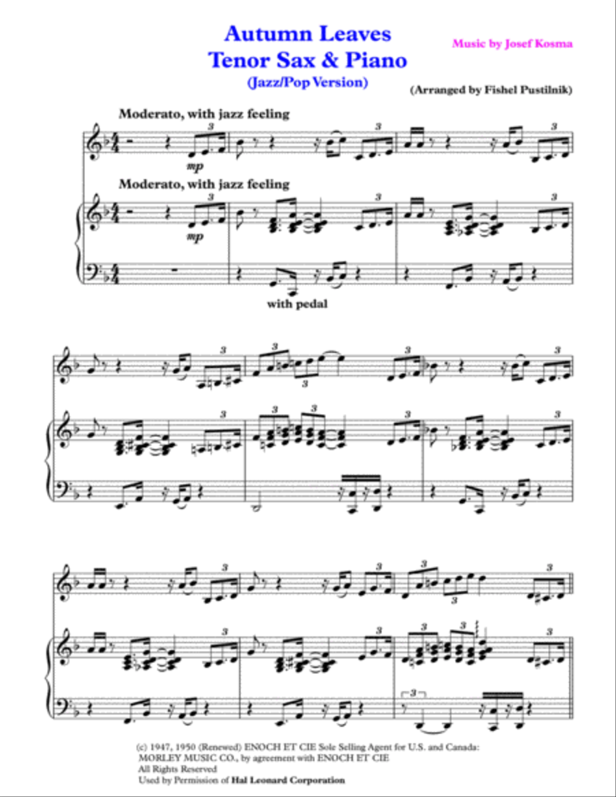 Autumn leaves sales tenor sax