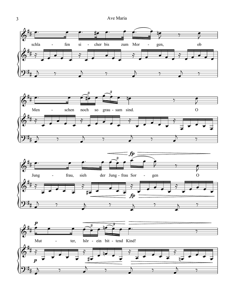 Ave Maria (Schubert) for voice and easy piano (D major) Piano, Vocal scores gallery preview page 4