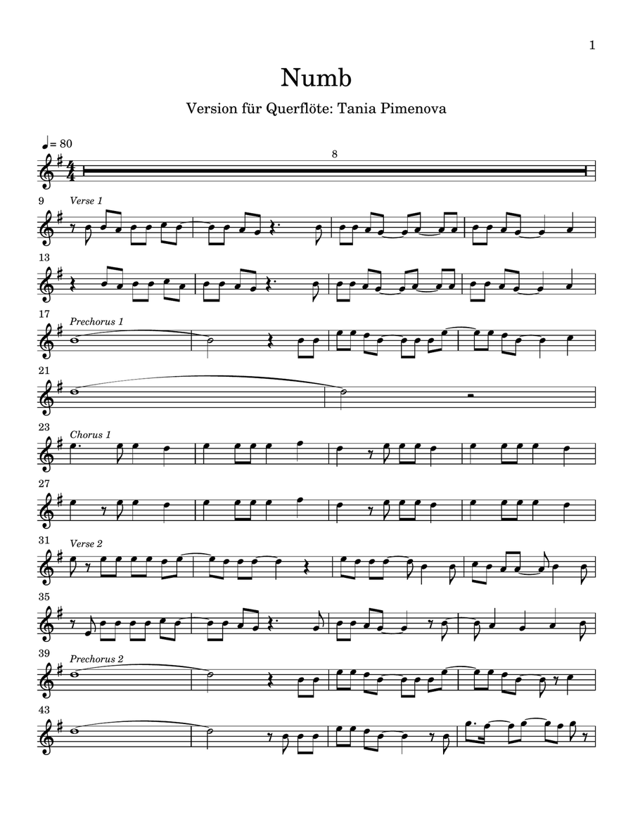 Numb Numb Flute Solo scores gallery preview page 1
