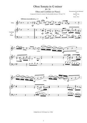Vivaldi - Oboe Sonata in G minor RV 28 for Oboe and Harpsichord or Piano