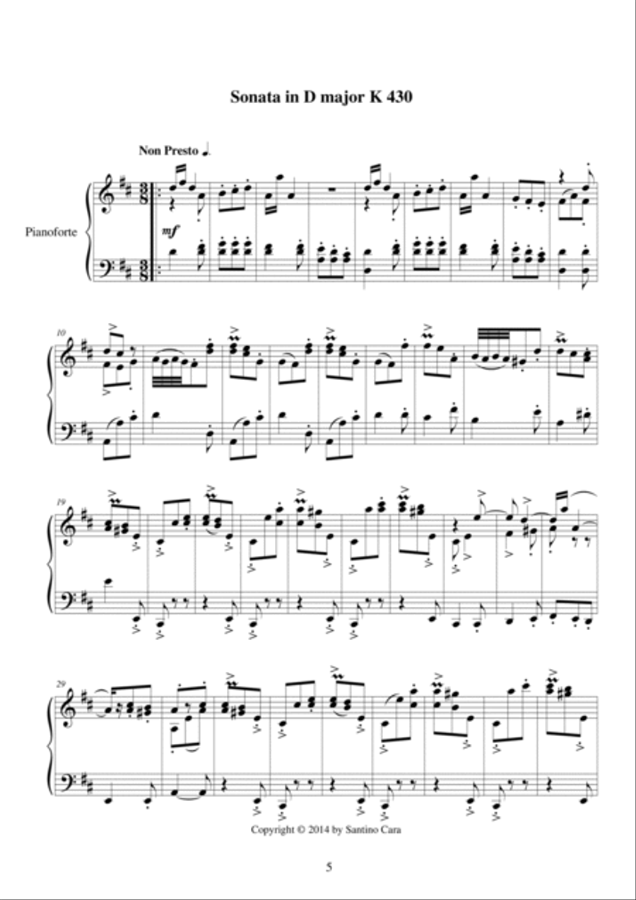 Five Sonatas for piano by Domenico Scarlatti 4-Part scores gallery preview page 4