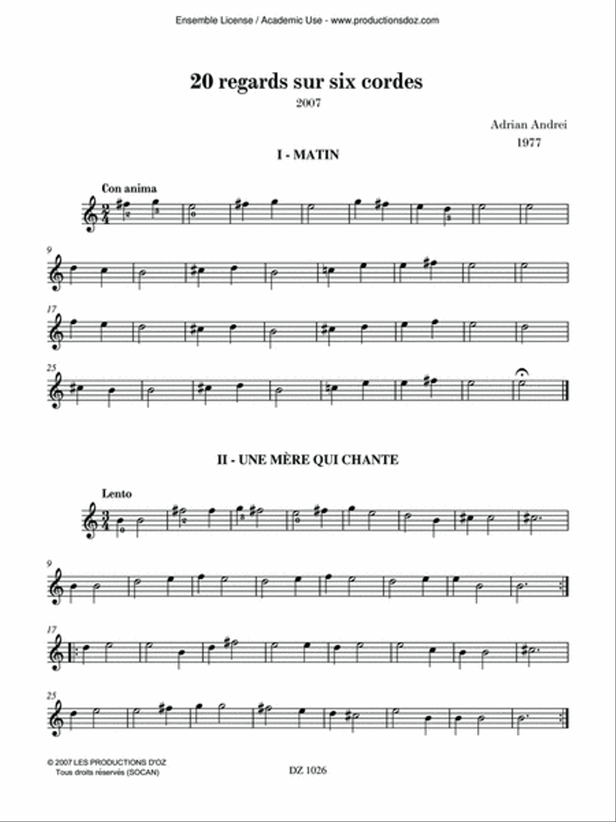 20 regards sur six cordes Classical Guitar scores gallery preview page 3