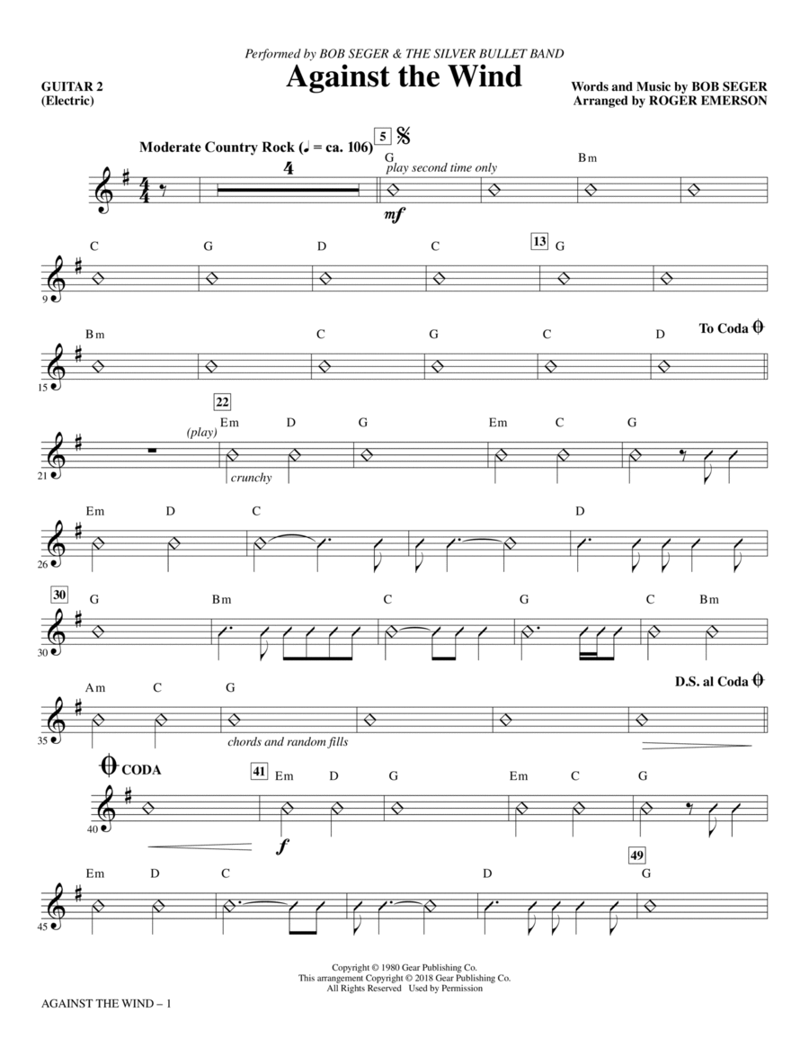 Against the Wind - Guitar 2 Choir scores gallery preview page 1
