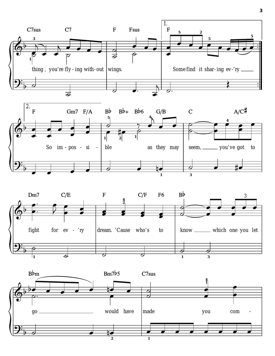 Flying Without Wings Easy Piano scores gallery preview page 3