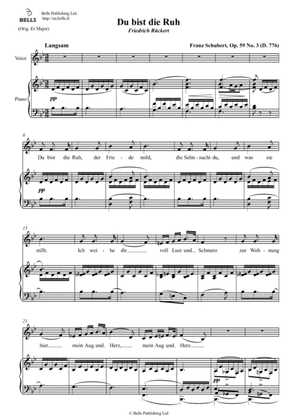 Book cover for Du bist die Ruh, Op. 59 No. 3 (D. 776) (B-flat Major)
