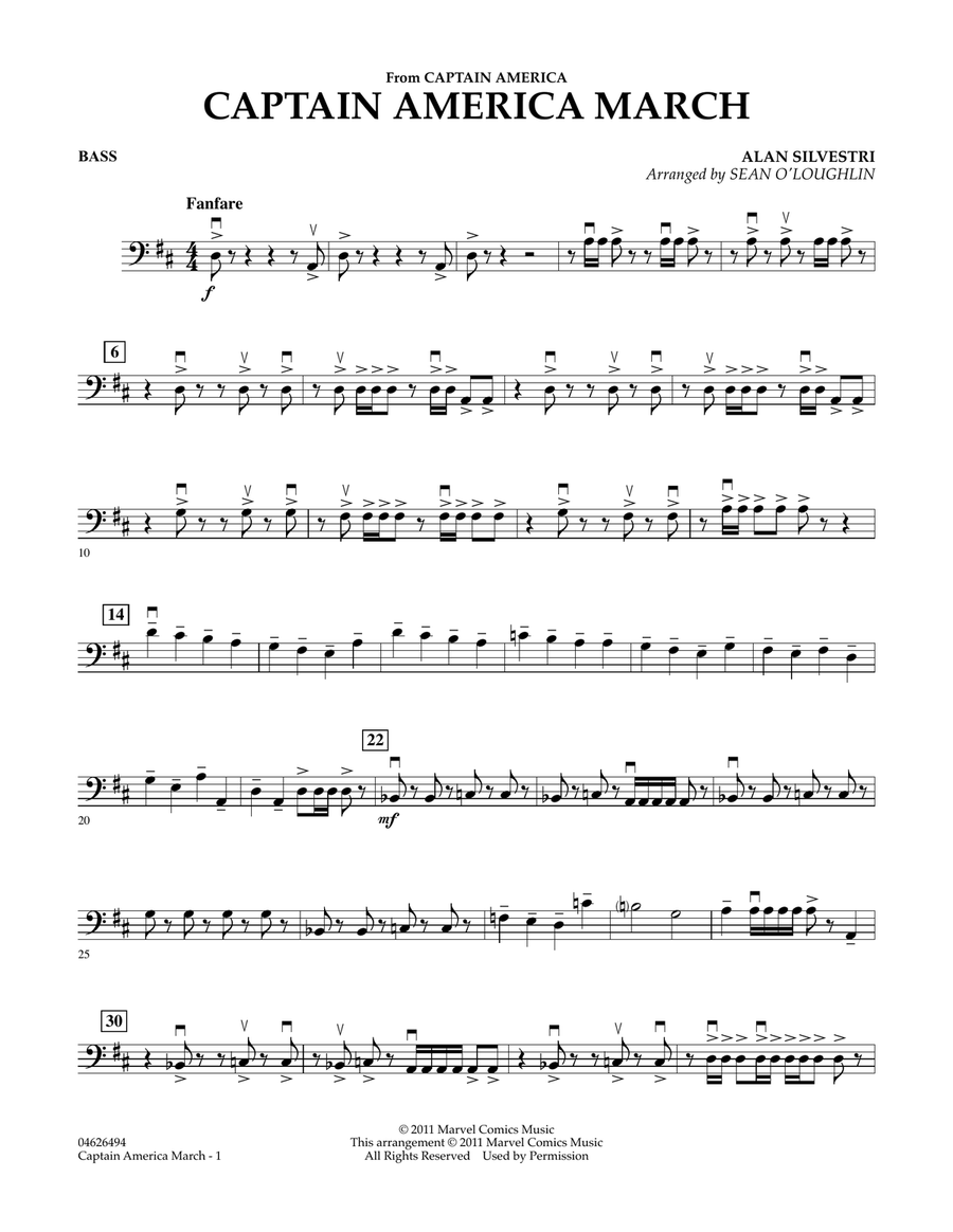 Captain America March - Bass Orchestra scores gallery preview page 1